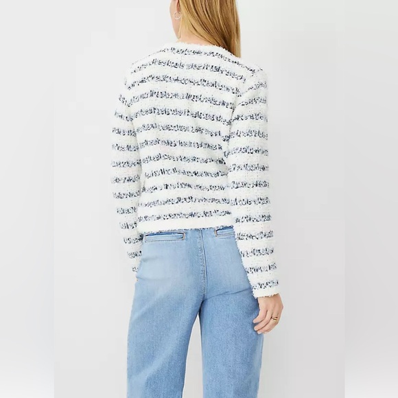 Ann Taylor Tweedy V Neck Sweater Jacket Size Small - Picture 6 of 7